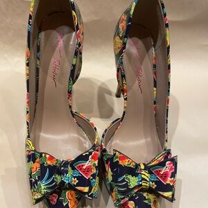 Betsey Johnson Multicolor Fruit Design Heels with Bow
